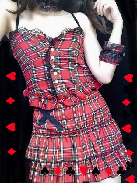 

skirts gothic harajuku rock red plaid cross punk cake streetwear fashion girl high waist mini kawaii short suit, Black