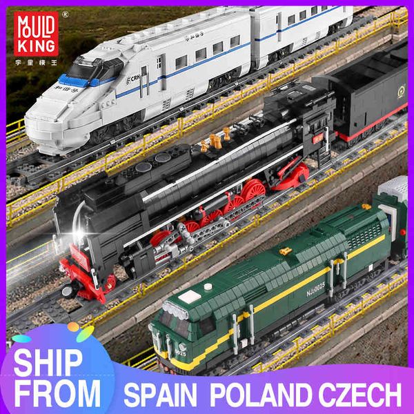 

mould king moc the qj steam locomotives remote control train building blocks bricks kids educational diy toys christmas gifts x0503