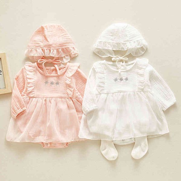 

spring autumn baby girl embroider rompers long sleeves born clothes 210429, Blue