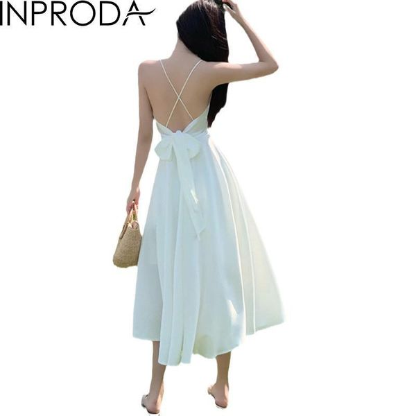 

casual dresses inproda women dress sleeveless bandage long girls summer v-neck white vintage party 2021, Black;gray