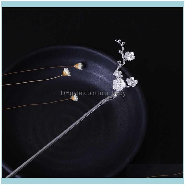 

other jewelryoriginal 925 sterling sier classic plum blossom flower chinese style hair stick for women vintage hairpin jewelry aessories dro, Slivery;golden