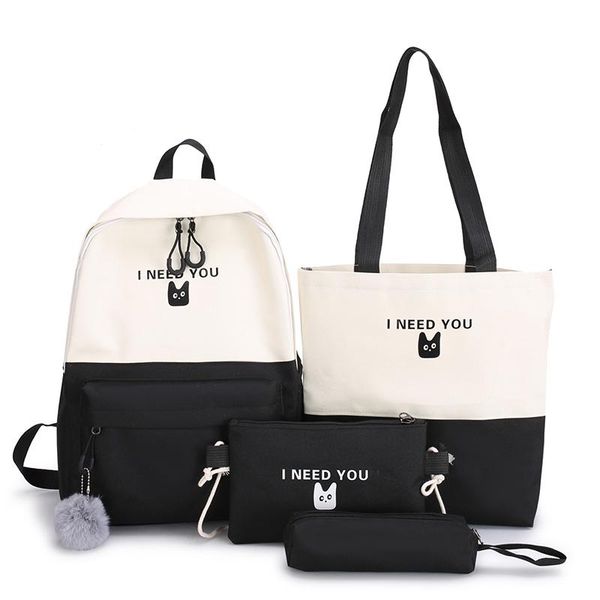 

piece set schoolbags teenage girls female backpack fashion school bag casual women classical lapshoulder bags