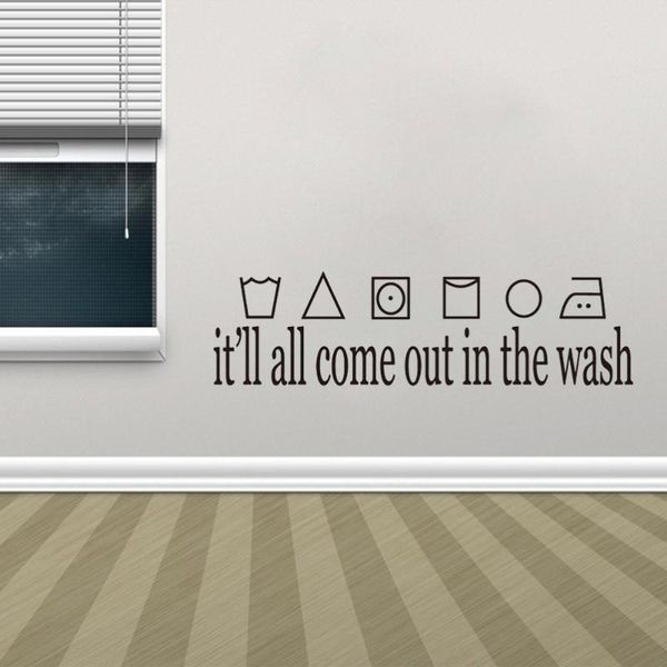 

it'll all comes out in the wash laundry room wall decor sticker diy removable waterproof decal home decoration wallpapers