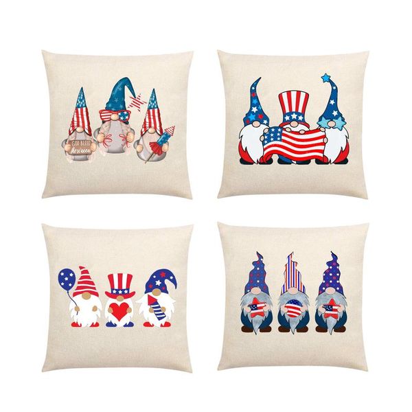 

pillow case 4 pcs american independence day pillowcases decorative gnome sofa throw cover usa flag pattern pillowcase