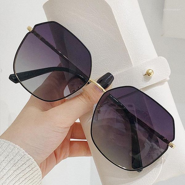 

sunglasses 2021 personalized large frame metal anti-uv glasses gradient sun eyeglasses uv400, White;black