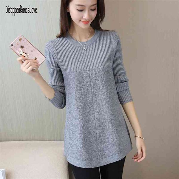 

autumn winter sweater women round neck pullover knit sweater large size loose long sleeves women bottom shirt sweater 210812, White;black