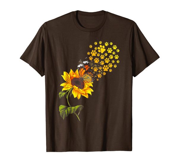 

dog paw sunflower t-shirt sunflower butterfly dog paws woman, White;black