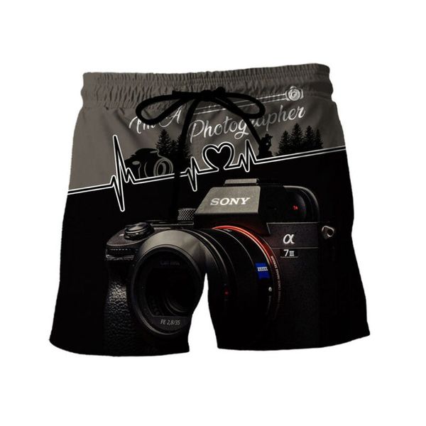 

slr camera design 3d printed mens shorts are fashionable and comfortable. daily travel parties. the beach is breathable and cool., White;black