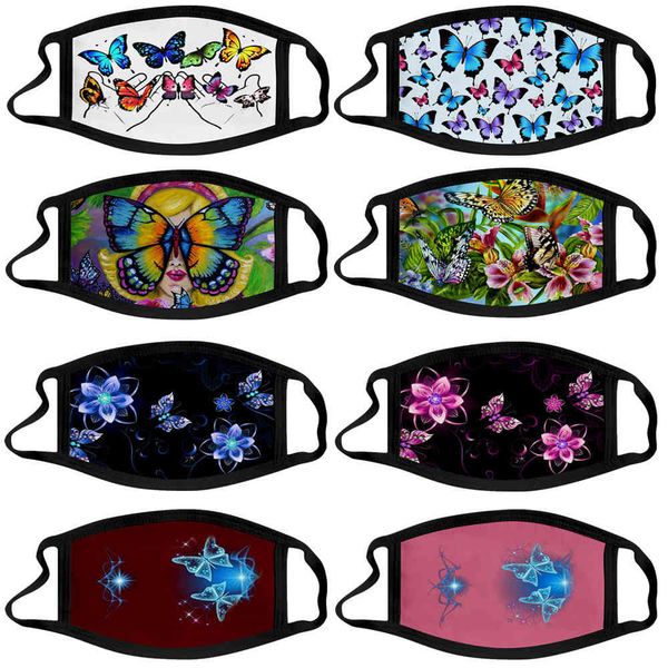 

custom logo butterfly 3d digital pattern cotton washable cloth mask