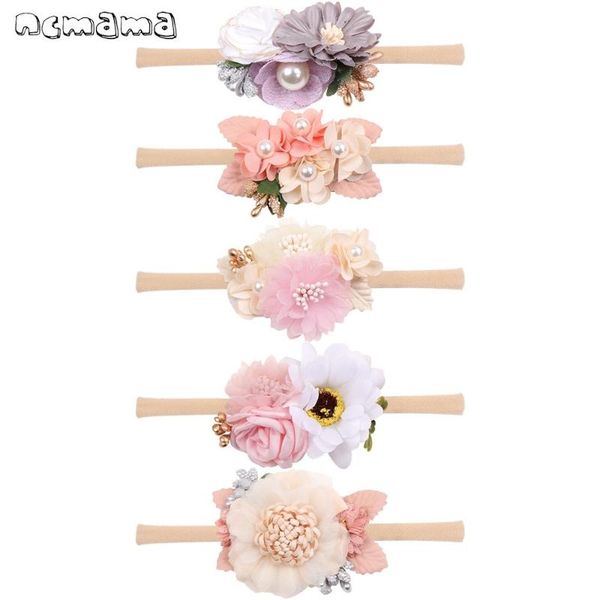 

ncmama flowers headbands baby headband korean born girls hair accessories jewelry children pographed pos accessory, Slivery;white