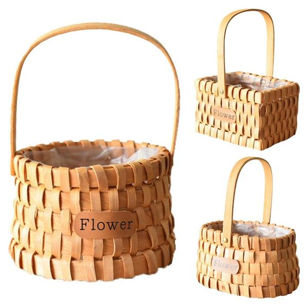 

-portable hand-woven basket bamboo flower storage for wedding camping picnic kitchen pography props baskets