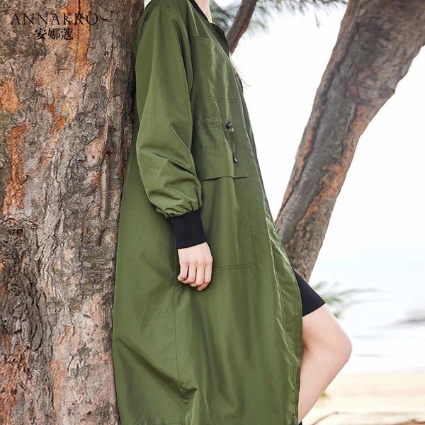 

women's trench coats 2021 spring sports casual back letter printing long coat female annakro, Tan;black
