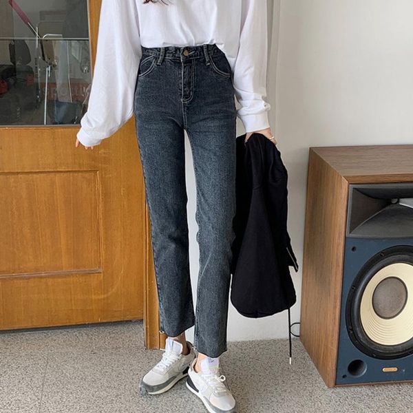 

women's high waist slim pipe pants large elastic jeans, Blue
