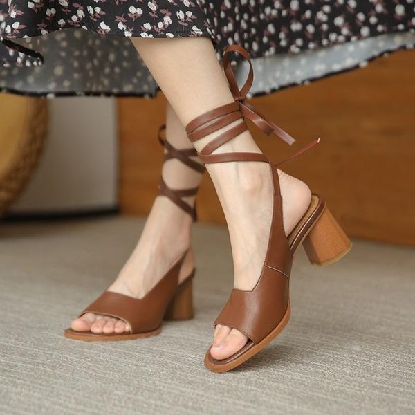 

sandals spanish style vintage lace-up roman gladiator summer open toe sheepskin high heels ankle strap slingback shoes, Black