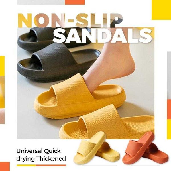 

universal quick-drying thickened non-slip sandals thick sole house slippers bathroom footwear summer beach sandal slipper h0827, Black