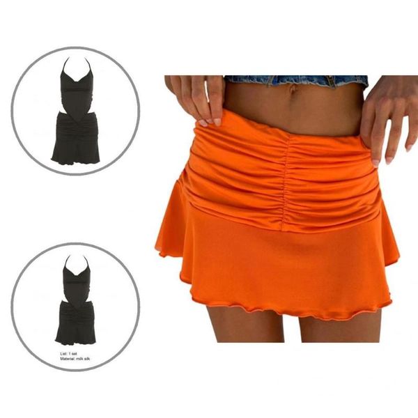 

two piece dress women soft backless with mini skirt comfy for beach, White