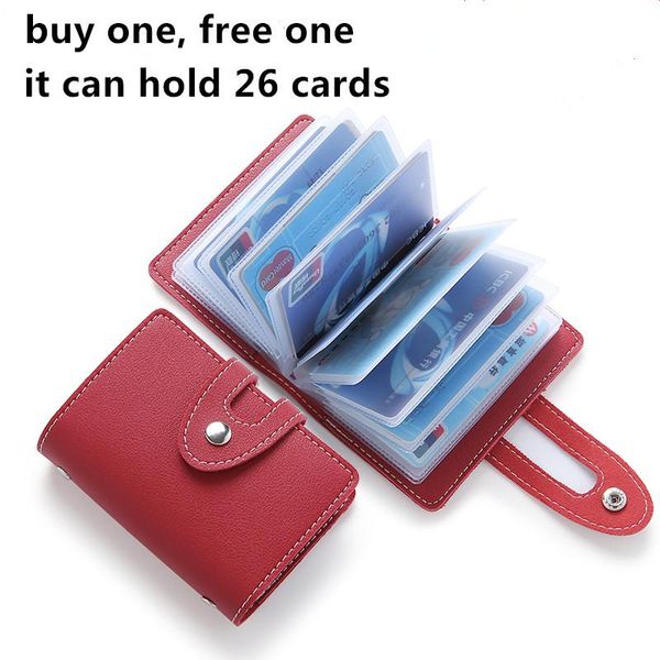 

card holders 2pcs/lot multi 26 bits small thin men and women business holder leather professonal travel wallet id, Brown;gray