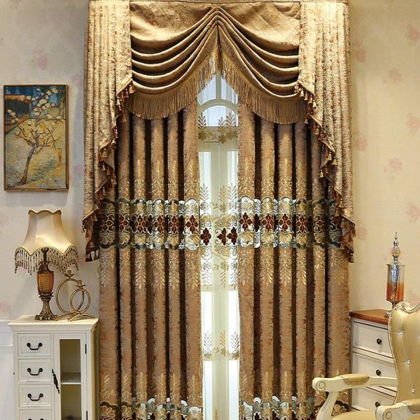 

curtain & drapes european style light luxury classical high-end hollow velvet water-soluble embroidered curtains for living room bedroom