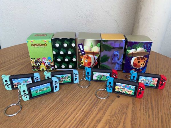 

keychains switch game machine animal crossing gift box key chains fashion jewelry accessories cute shaped pendants keyrings, Silver