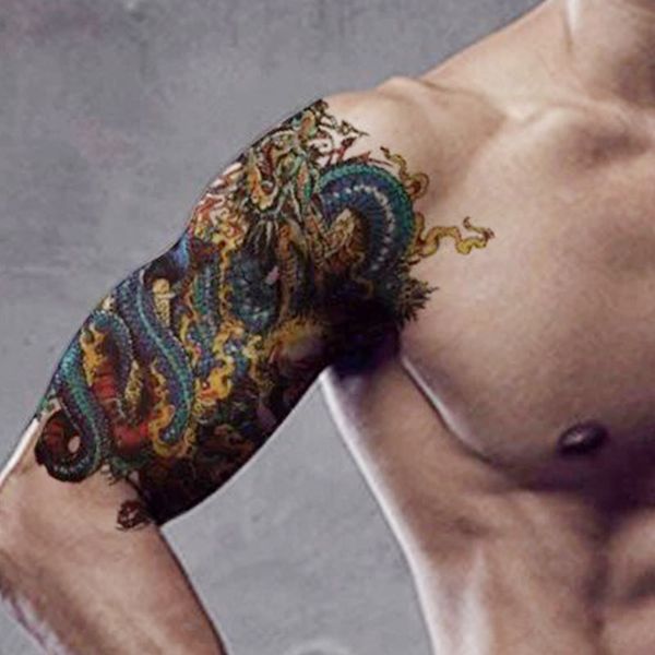 

bibcock tattoo sticker waterproof men's and women's lasting half arm wolf headed eagle simulation set
