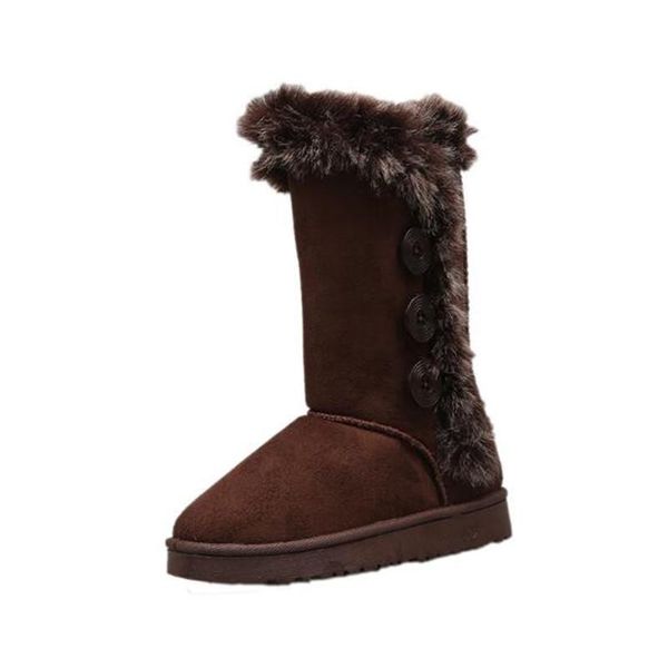 

ladies snow boots fashion suede flanging mid-tube light and comfortable breathable casual for children, Black