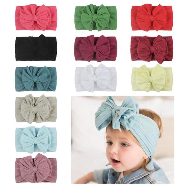 

hair accessories baby headbands for girls born toddler solid bow turban headband stretch hairband headwear kids, Slivery;white