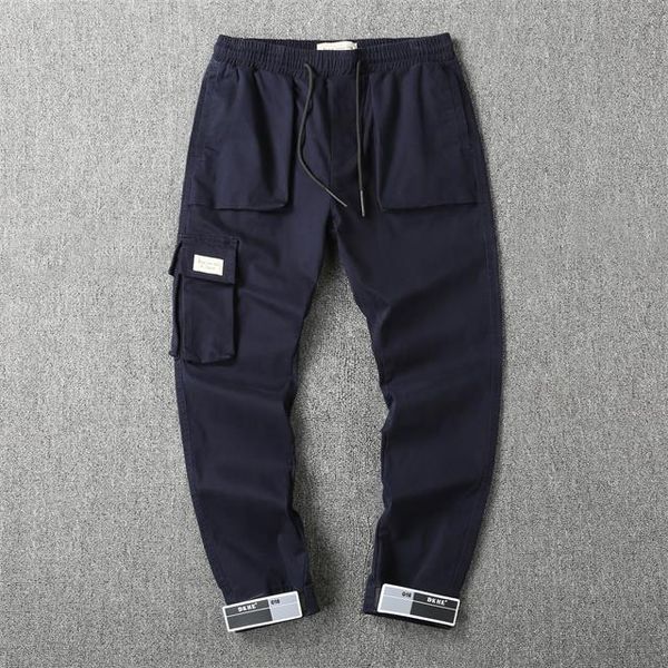 

2021 men's pant trousers spring and summer thin self-owned brand loose straight trend leg overalls casual size: s-3xl#19, Black