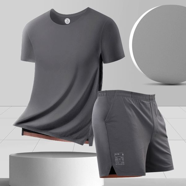 

Modal cotton pajamas summer thin simple short sleeve shorts suit ice loose men's casual home wear, Carbon black short sleeve suit