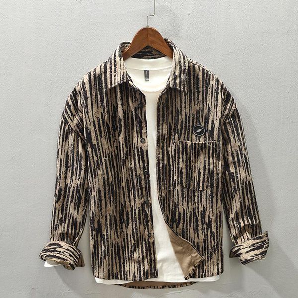 

men's casual shirts men clothing 2021 autumn winter corduroy long-sleeved shirt fashion lapel camisas para hombre, White;black