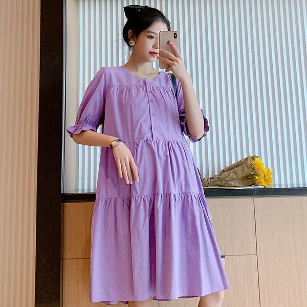 

maternity dresses 61862# clothes summer cotton short sleeves loose stylish plus size dress pregnant women mom, White