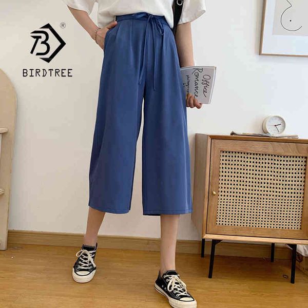 

women wide leg pants summer drawstring high waist pockets loose capris trousers casual bottoms all match b14334x 210419, Black;white