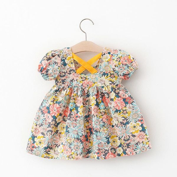 

summer baby girl flower print dress 2021 girl's dresses, Red;yellow
