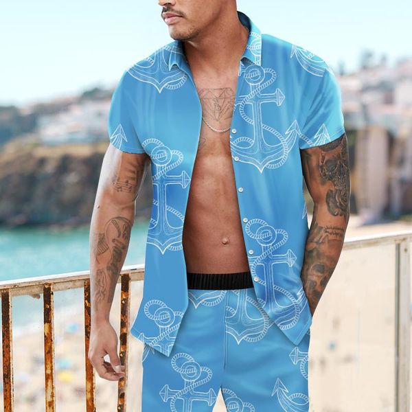 

men's tracksuits 2021 summer short sleeve button shirt beach shorts drawstring streetwear casual mens suit men hawaiian sets printing, Gray