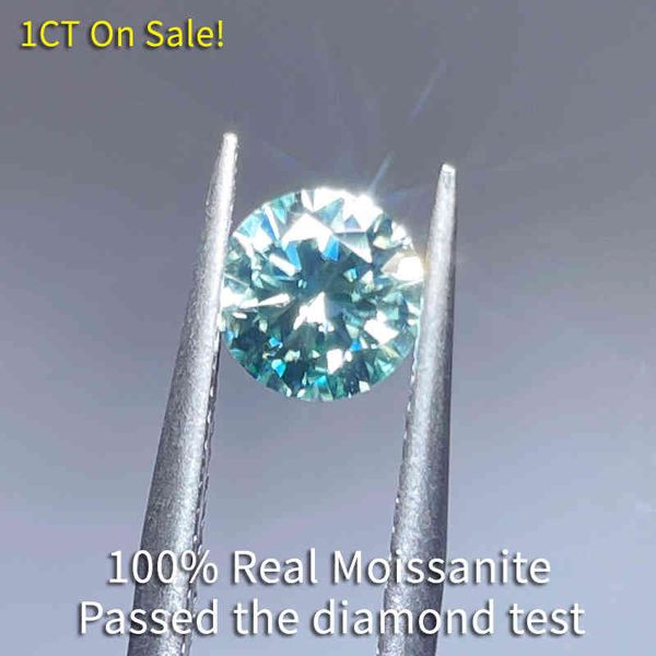 Big Real Stone 1CT 6.5MM Diamanti sciolti coltivati in laboratorio blu-verde Colore D VVS 3EX Moissanite per anelli