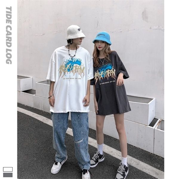 

2021 tech fleecespring and summer dark mourning personalized letter printing trend t-shirt short sleeve loose for men and women_yw_rw, White