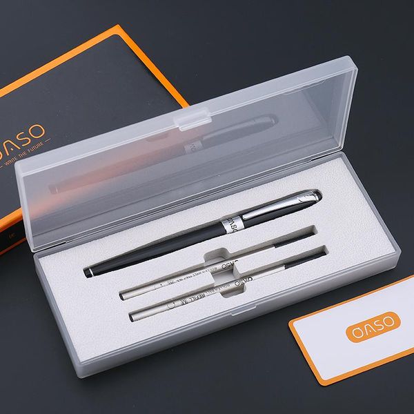 

luxury writing stationery black and silver sign rollerball pen with two ink refill gift set pens ballpoint, Blue;orange