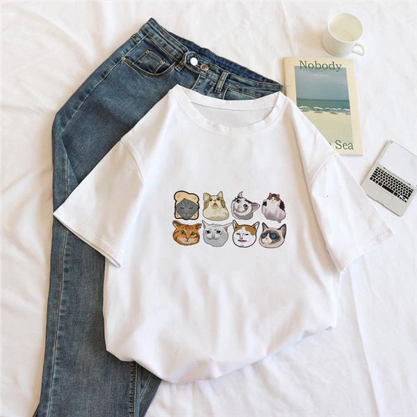 

and womens cartoon cat mens t shirts short sleeve women casual printing ulzzang clothes kawaii harajuku retro, White;black