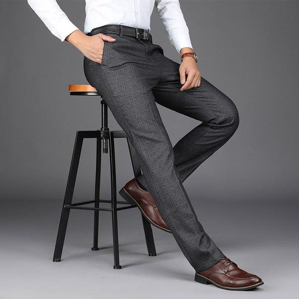 

men's suits & blazers anti-wrinkle non iron dress suit pants men summer spring business formal trousers male straight stretch 66% cotto, White;black
