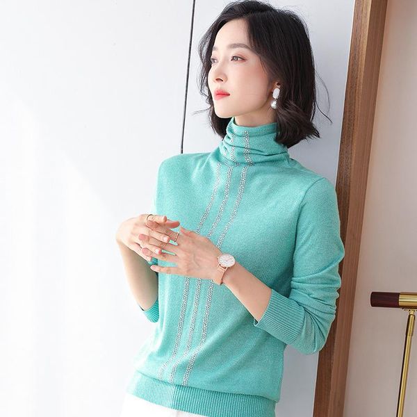 

women's t-shirt spring women clothing shirts female 2021 woman heaps collar tee loose basic shirt ladies long sleeve undershirt, White