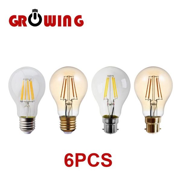 

other lighting bulbs & tubes 6pcs/lot retro edison filament bulb a60 6w decor for chrismas e27 b22 220v vintage lamp 2500k 4000k home decora