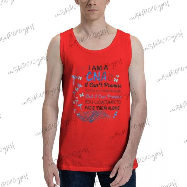 

men' tank 100% cotton ropa i am a cna shirt red clothing, White;black