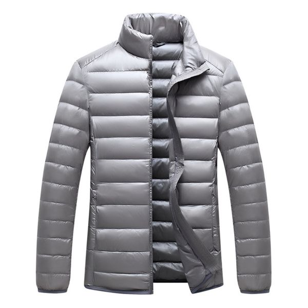 

light thin et 2021 autumn winter new stand collar korean fashion white duck down long sve warm men's coat, Black