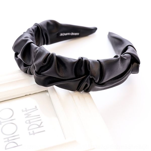 

xh3u korean autumn heads winter glossy pu leather grade hair band star fashion pleated headband girlshair ornament qs-936, Silver