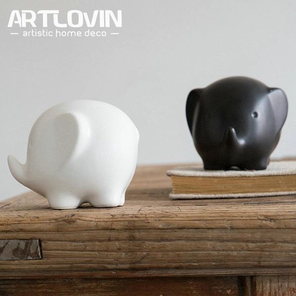 

decorative objects & figurines modern simple style creative animal black white matte elephant status friendly partners brothers sisters cera