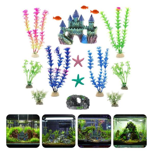 

decorations 15pcs aquarium plants underwater decor fish tank artificial ornaments