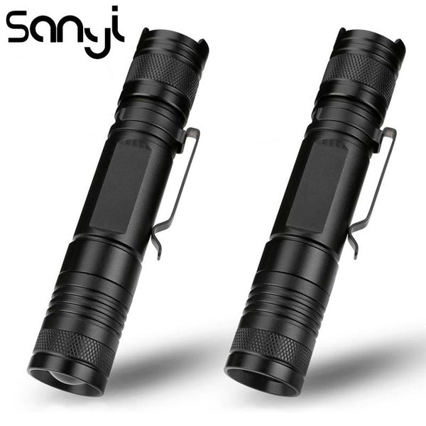 

flashlights torches sanyi 3800lm torch t6 led 5 modes zoomable or fixed focus lighting usb rechargeable 18650 battery