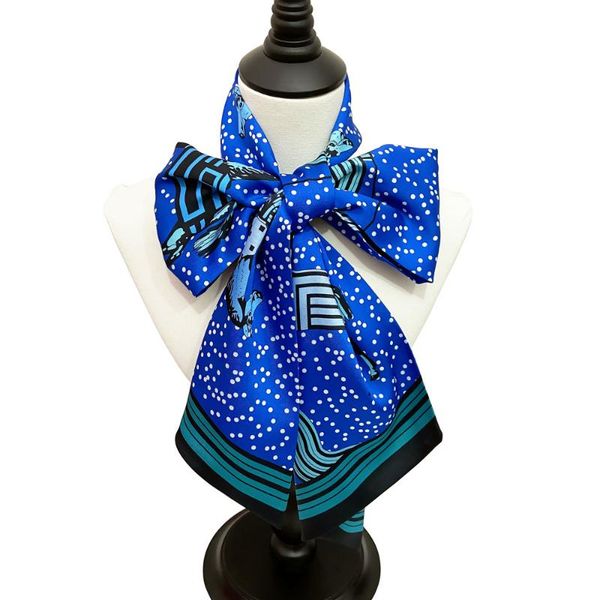 

scarves 160*20cm style horse polka dot printed twill weave silk women's long, Blue;gray