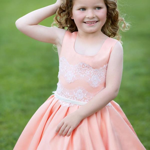

girl's dresses flower girl ball gown scoop lace first communion dress lovely bow bridal gowns, Red;yellow