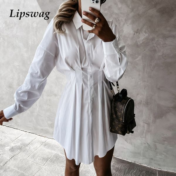 

fashion long sleeve spring summer dress elegant office lady pleated shirt dress women button turn-down collar mini party dresshigh quality, Black;gray