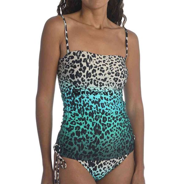 Tummy Control Tankini Costume da bagno da donna Bikini femminile Set Costumi da bagno Leopardo Due pezzi Costumi da bagno con cinturino staccabile